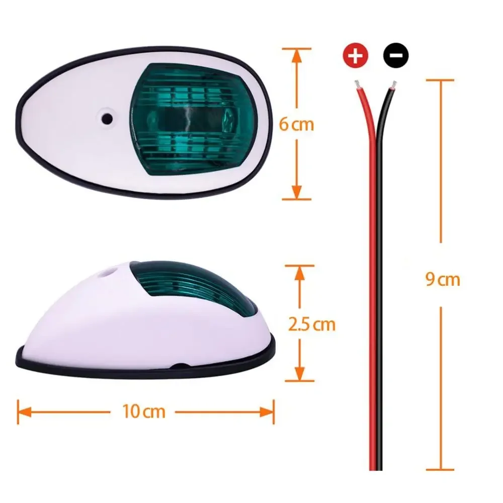 2 قطعة LED ضوء الملاحة مقاوم للماء البحرية السبر ضوء الملاحة ضوء الأحمر والأخضر البحرية ضوء 10-30 فولت #6