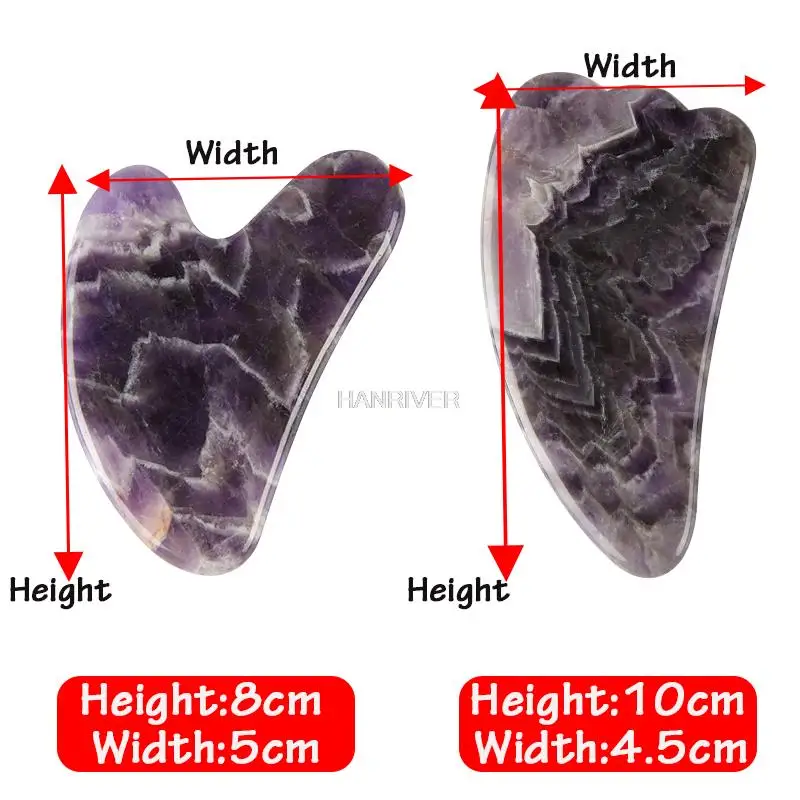 천연 자수정 괄사 스톤 보드 마사지 괄사 플레이트 얼굴 마사지기 스크래퍼 도구 얼굴 등 목 피부 리프팅 슬리밍