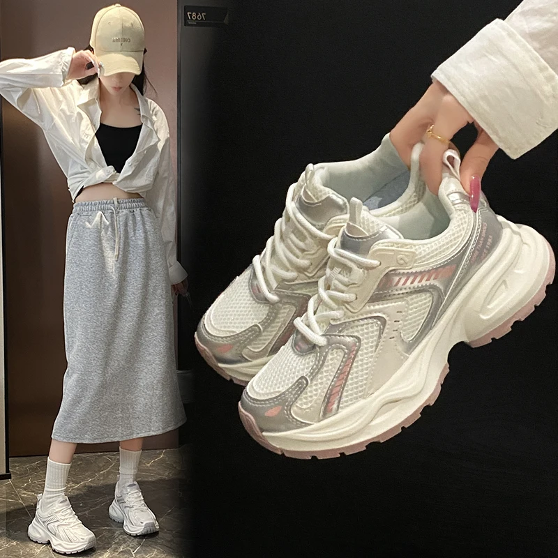 

Women Shoes 2025 New Autumn Trendy Brand Torre Female Thick Sole Increased Casual Flow Reflective Sports Running Trendy Shoes