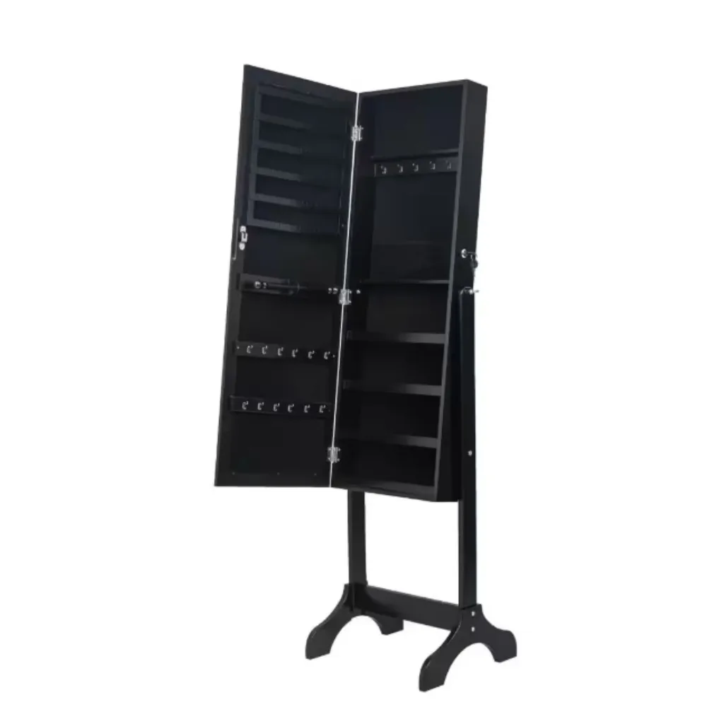 

Деревянный 21,65 дюйма. W Jewelry Armoire с зеркалом в полный рост 360° ° Вращающееся внутреннее зеркало для макияжа