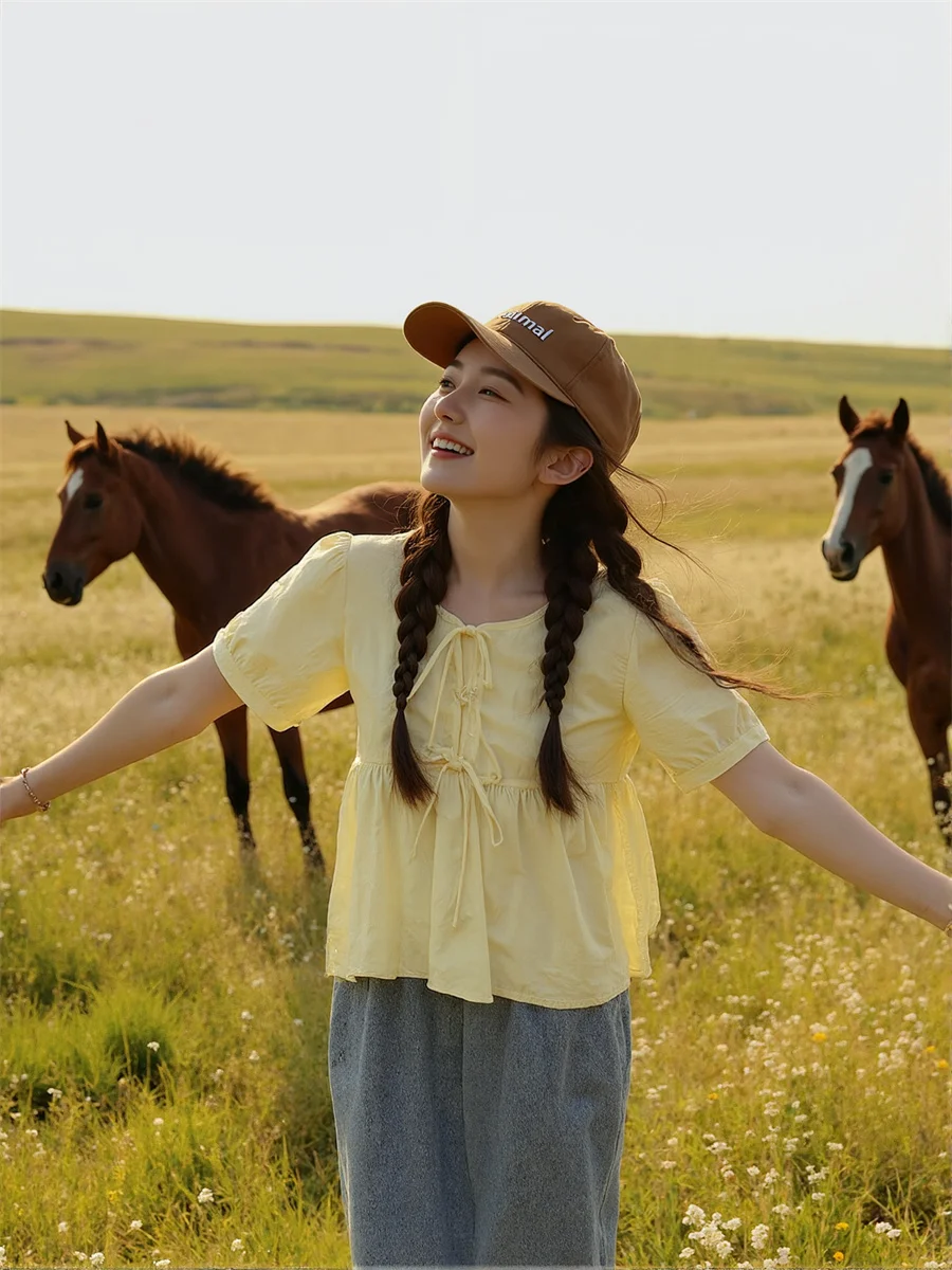 بلوزات أنيقة للنساء ربطة القوس فيونكة ثنيات أمامية مخططة بأكمام طويلة من الكتان بتفاصيل مكتبية للسيدات موضة الخريف الكورية #4