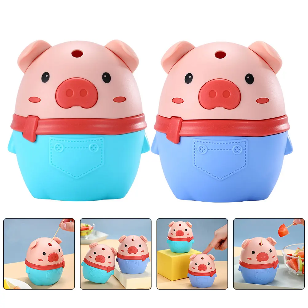 

2pcs Automatic Toothpick Dispenser Push-Type Creative Container Sturdy Storage Box For Home Restaurant Use -Out