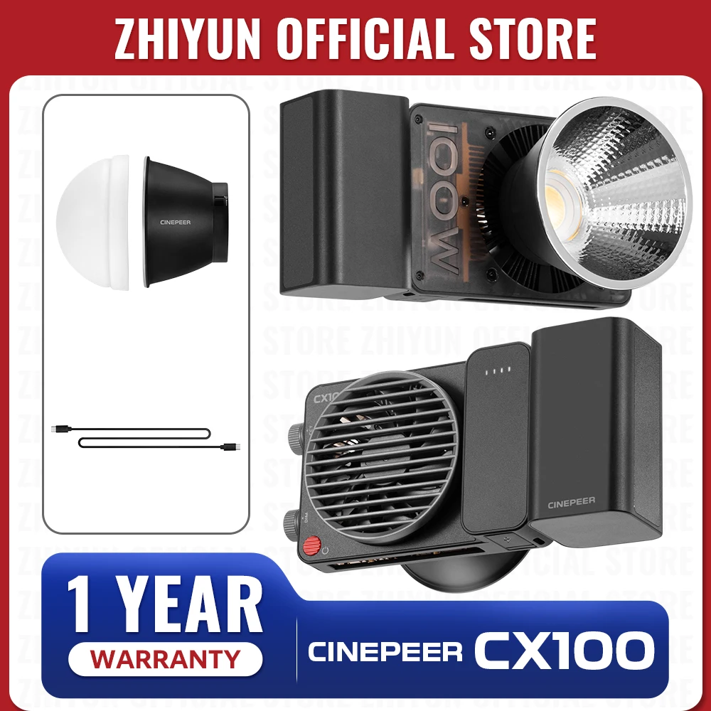 ZHIYUN 공식 CINEPEER CX100 100W 포켓 비디오 라이트 핸드 헬드 Led COB 라이트 사진 채우기 라이트 사진 조명