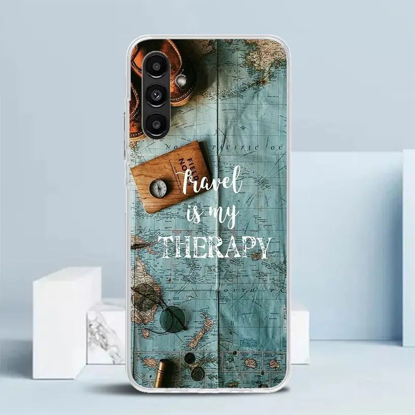 World Map Travel Plans Phone Case For Samsung Galaxy A15 A14 A13 A12 A55 A54 A53 A52 A35 A34 A33 A32 A25 A24 A23 A22 A04S A03S A