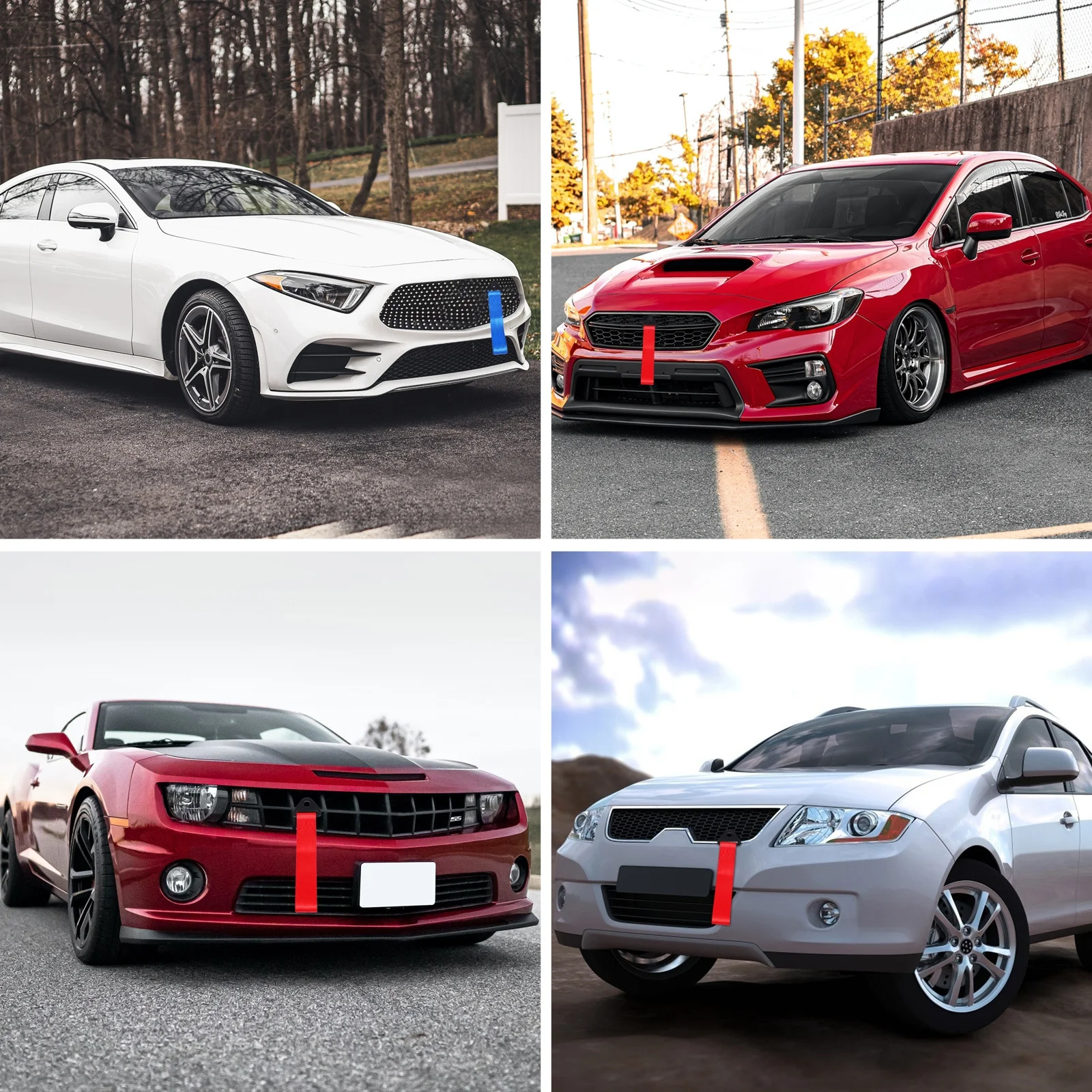 

2Pcs Fashionable Car Decor Ribbon Bumper Strip Tow Rope Belt High Quality Iron Nylon Bumper Streamer Simple Elegant Auto