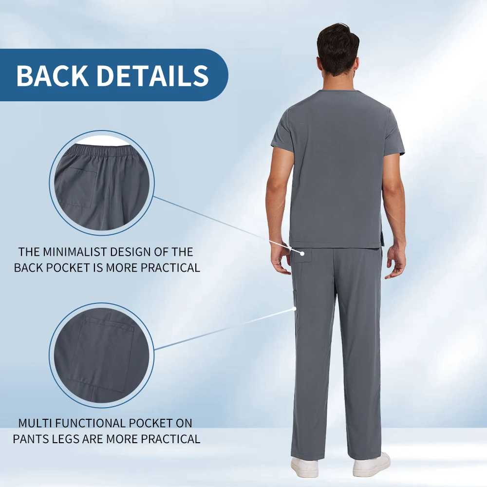 ชุดแพทย์สัตว์เลี้ยงหลากสี Niaahinn ชุดแพทย์ผ่าตัดสำหรับผู้ชาย เสื้อผ้าทำงานทางการแพทย์ ชุดยูนิฟอร์มแขนสั้น+กางเกง