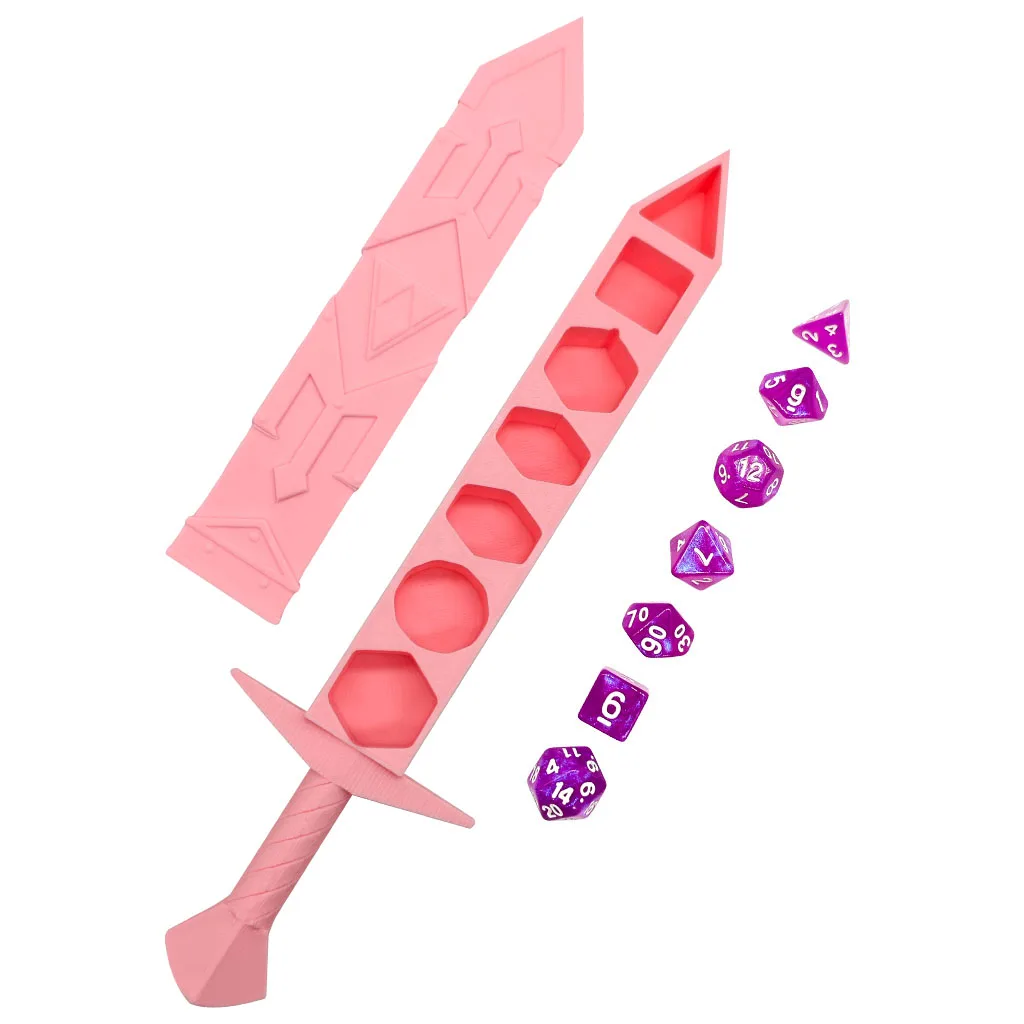 7 قطعة/المجموعة DND النرد مع صندوق تخزين على شكل سيف وردي RPG TRPG ألعاب مضلع مجموعة نرد لعب الأدوار ألعاب الطاولة اكسسوارات #6