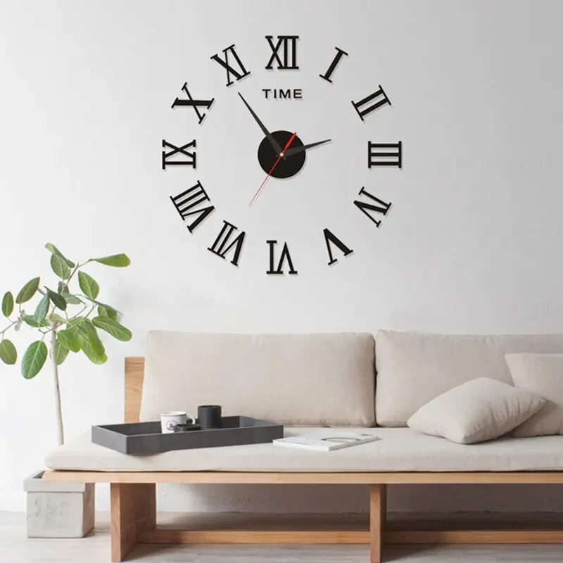 3D Acrylic Digital Wall Clock Roman Numerals Design Mirror Wall Clock Fashion Large Round Wall Clock DIY Self Adhesive Clocks image 4