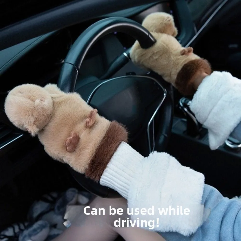 

Kawaii Cute Capybara Glove Windproof Keep Warm Cartoon Animals Glove Soft Cold-proof Outdoor Riding Mittens Autumn Winter