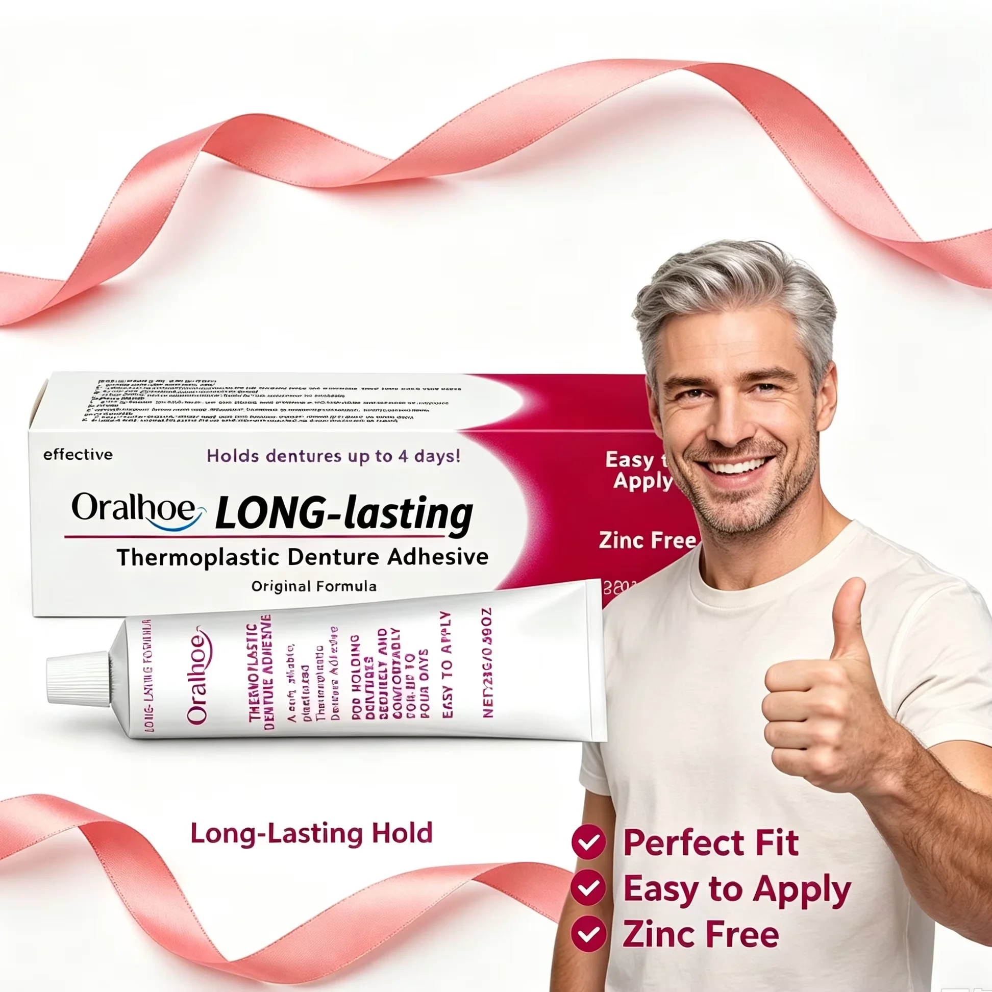 Denture Adhesive Cream Strong Long‑Lasting Hold False Teeth Fixing Glue Secure Bond for Full & Partial Dentures Oral Care