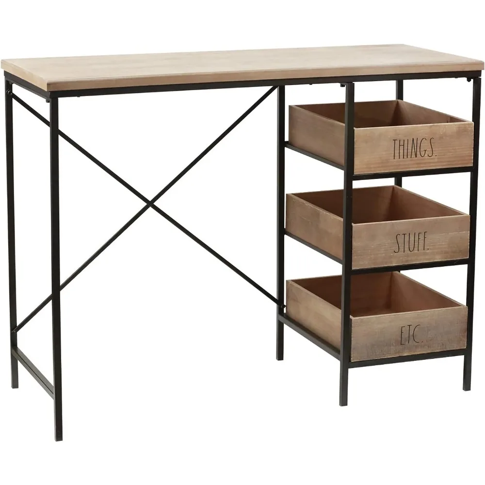 

Wood Desks - Computer Desk with Drawers, Writing Desk, Work Desk for Home Office, Craft Table, Study Desks