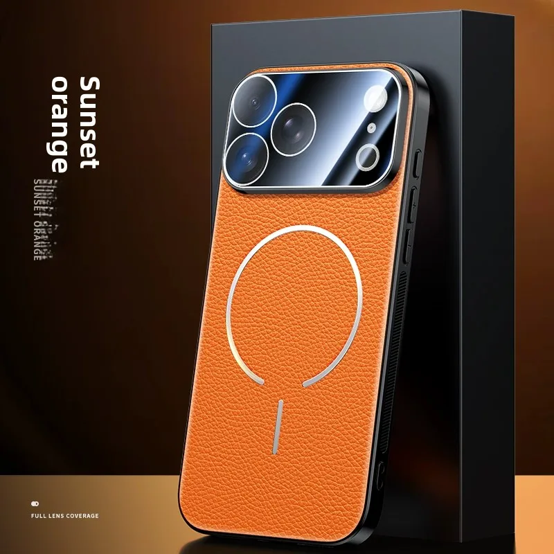 High End Business Sle Napa Leather Magnetic Mobile Phone Case For IPhone 17 Pro Max Air For Magsafe Soft Bumper Anti-Drop Cover