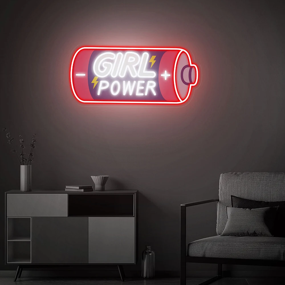 

Girl Power UV Printed Neon Sign Feminist Party Decor Neon Sign Bedroom Girls Room Wall Art Decoration Custom Led Neon Light