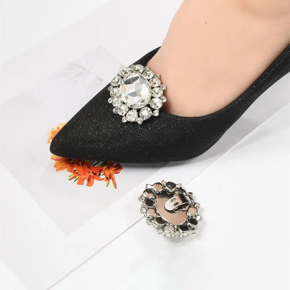 Modische Glänzende Metall-Schuhclips Kristall-Strass Brautschuh-Dekoration Abnehmbare Charm-Schnalle Hochzeit – Detail 10