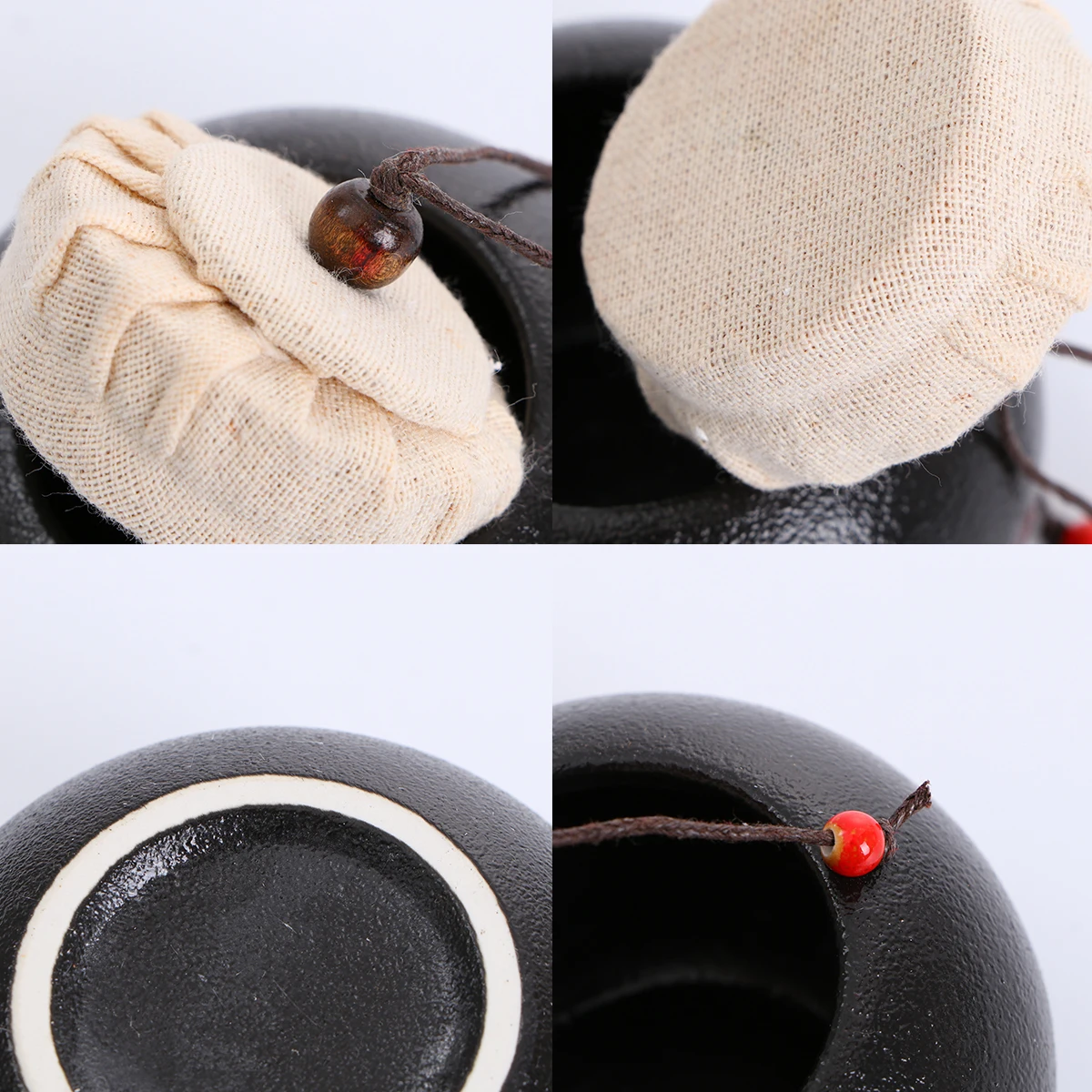 

Black Pottery Tea Canister Sealed Containers for Food Storage Loose Tea Coffee Salt Pepper Long Life Moistureproof Pest