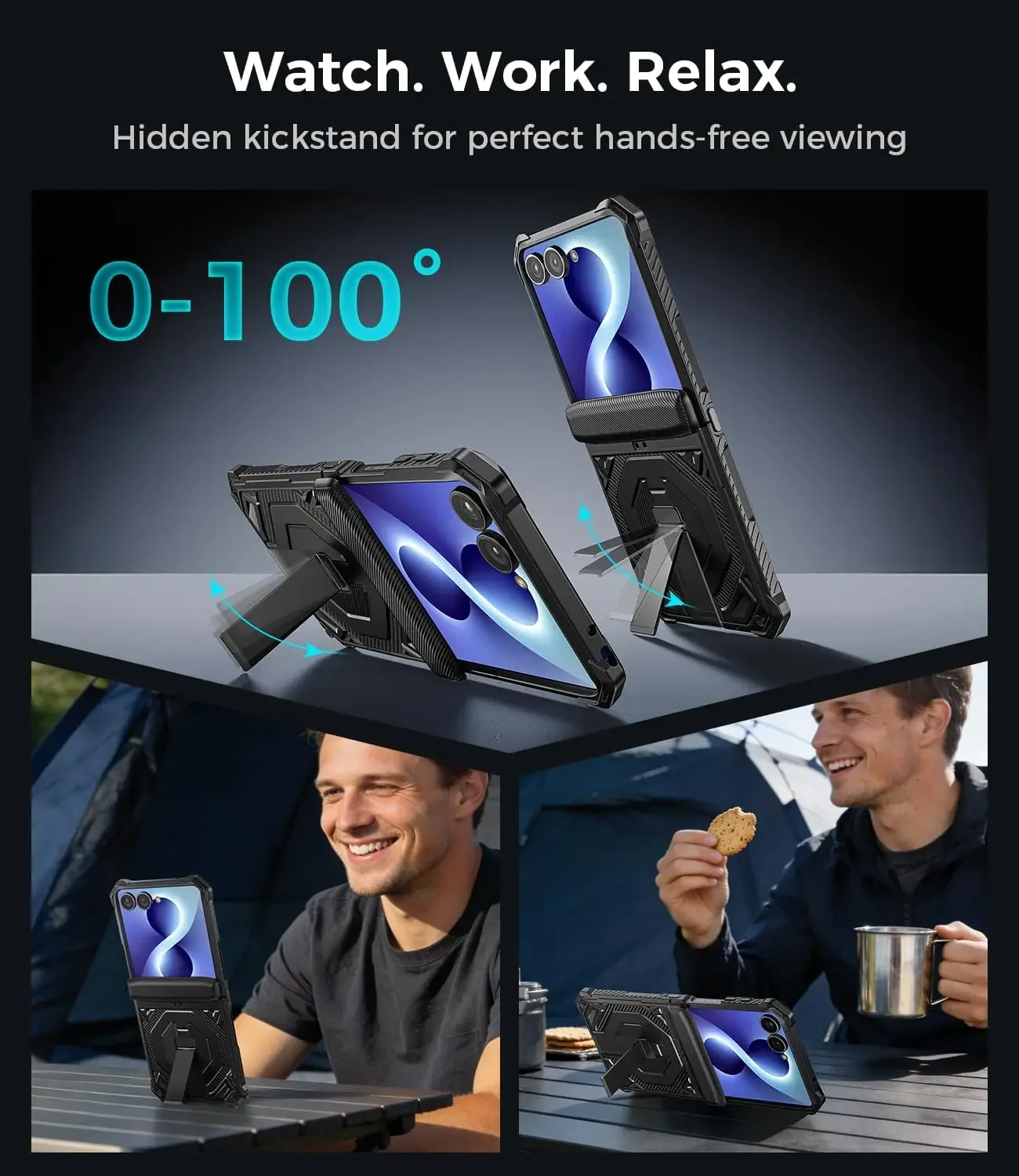 Luxury Rugged Magnetic Stand Hinge Phone Case For Samsung Galaxy Z Flip 8 Z Flip 7 With Bracket Shockproof Protect Back Cover