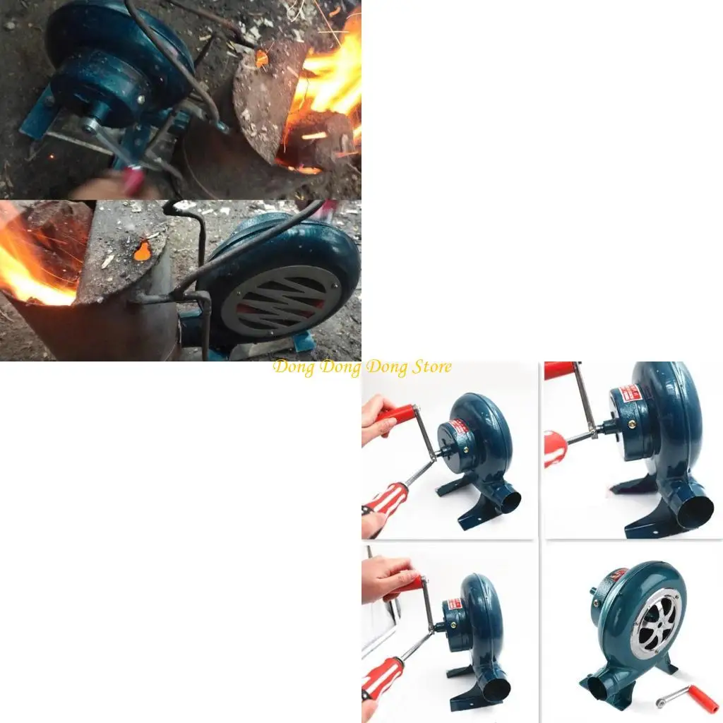 

80W Hand Crank Blower Barbecue Fan Household Blacksmith Air Blower BBQ Fan Blower with Manual Handle Cooking Tool