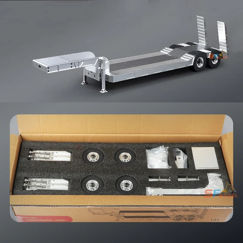 

E012 Metal Tractor 1/14 2-axle Flatbed Trailer Model Stainless Steel Metal Simulation Tractor Loading 15KG Model Toy