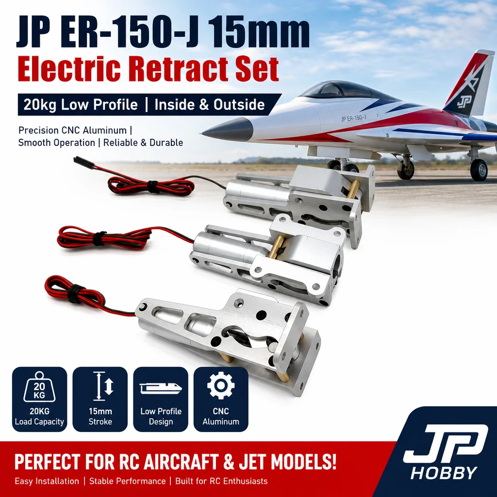 JP ER-150-J 15mm Electric Retract Set 20kg Low Profile Inside Outside for RC Aircraft