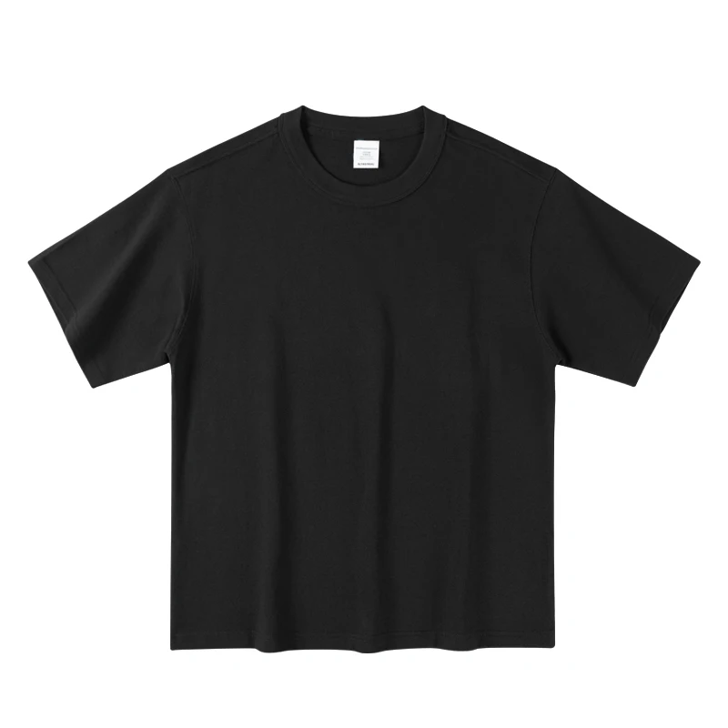 تي شيرت أمريكي من القطن الخالص بوزن ريترو مع ثلاثة إبر صيفي بلون سادة فضفاض ومتعدد الاستخدامات بنصف كم #4