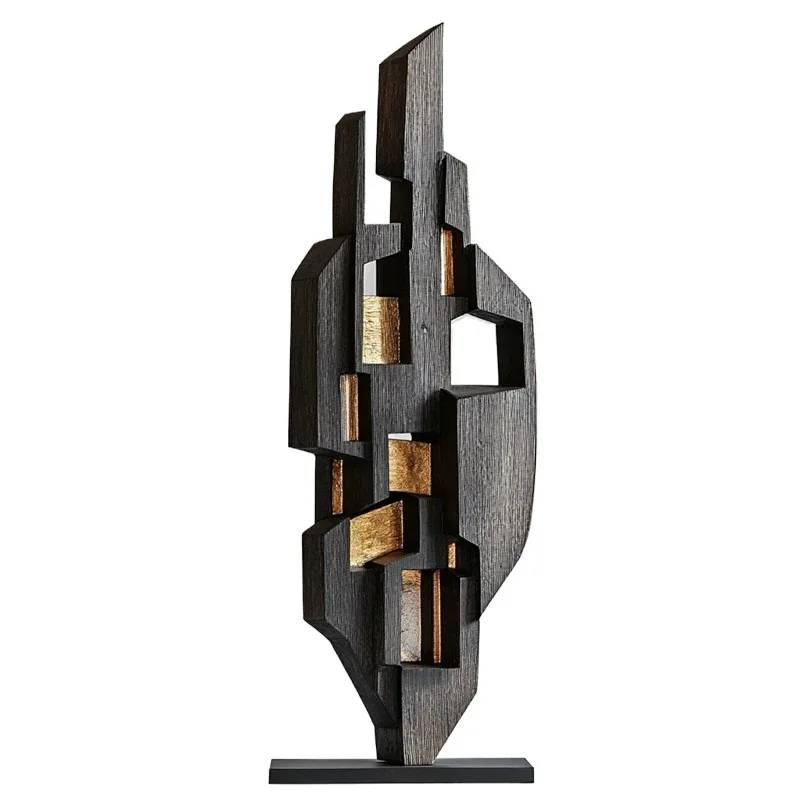 Black and gold geometric ornaments, model room sculpture style, office living room home ornaments
