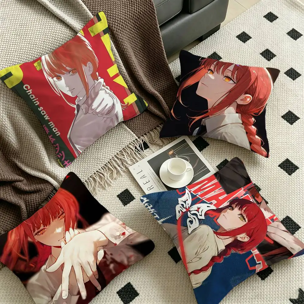 Anime M-Makima Chainsaw Man Cushion Cover Inches Farmhouse Decor Home Throw Pillow Covers for Couch Decorations