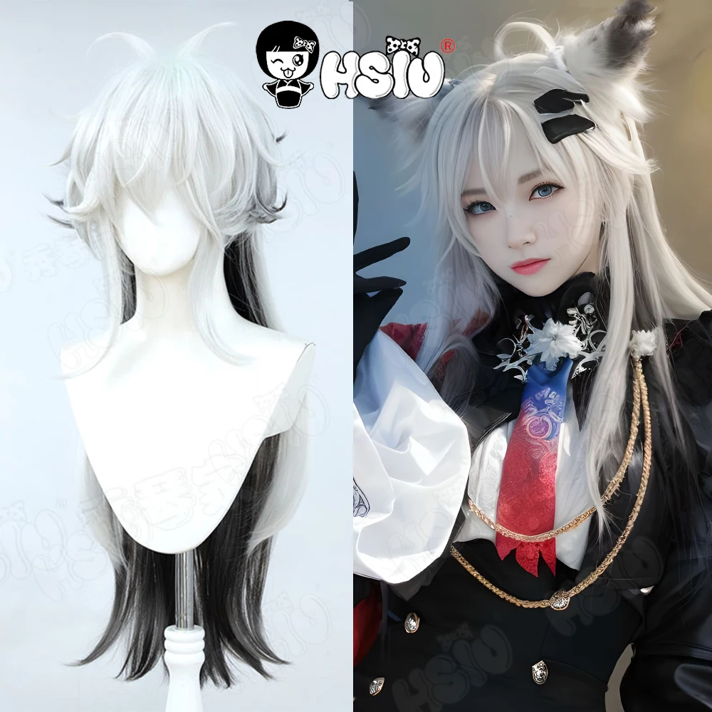 Lappland cosplay Wig HSIU silver black mixed color long hair Heat Resistant Synthetic Wig Game Arknights lappland cosplay Wig