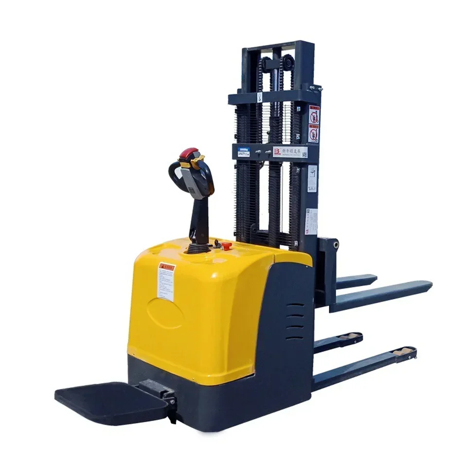 Lifting semi electric pallet stacker walking type electric stacking truck forklift