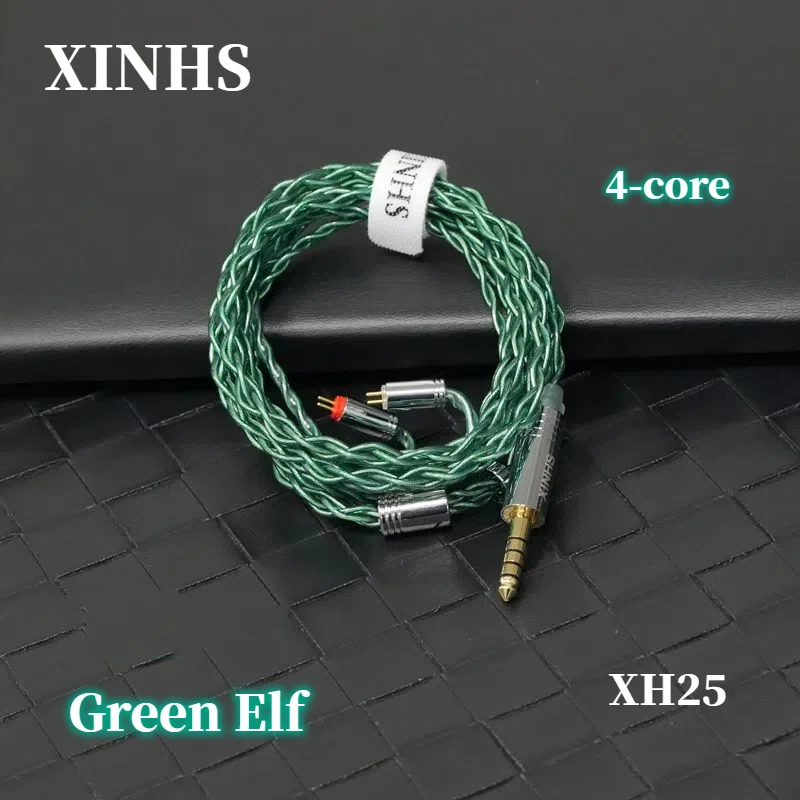 XINHS XH25 Green Elf Green 4-Cores High Purity Silver Plated Single Crystal Copper HIFI Headphone Upgrade Cable QDC/IE900