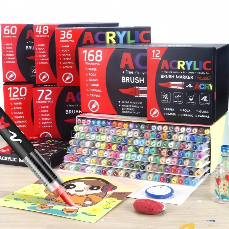 

Прямая жидкая акриловая акварельная ручка с мягкой головкой — непрозрачная, водостойкая и многоцветная.