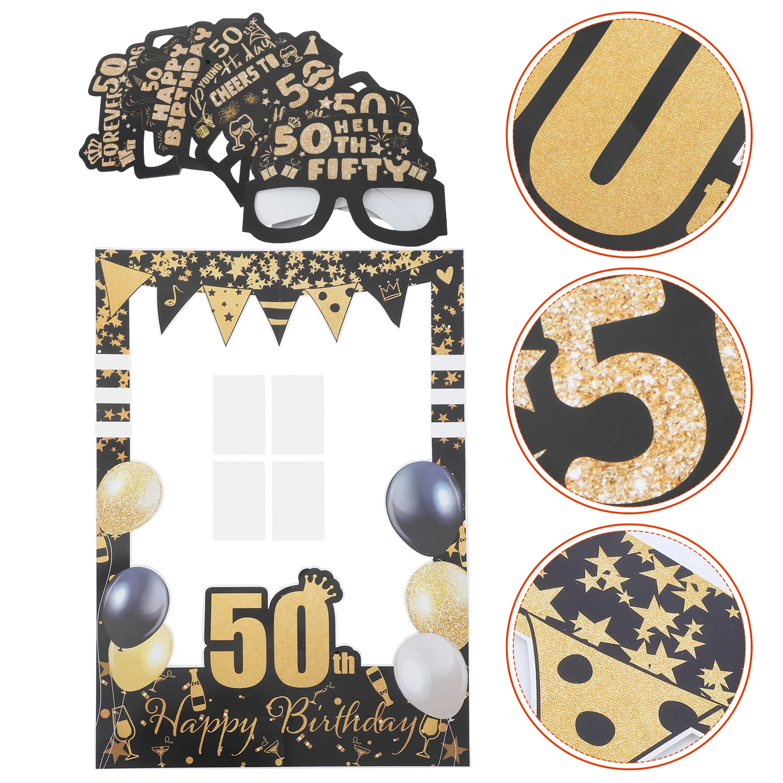 

Birthday Paper Glasses Party Accessories Photo Booth Frame 50th Celebration Decorations Props