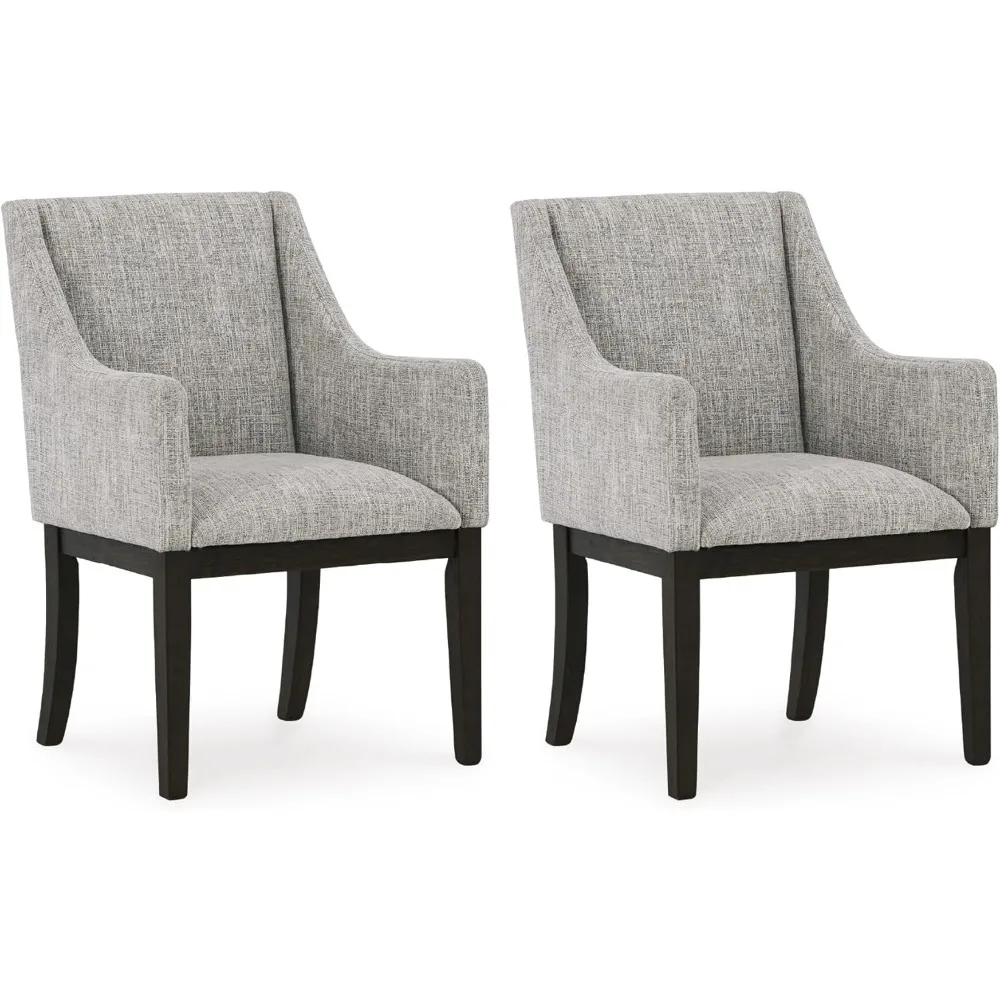 

Burkhaus Traditional Dining Upholstered Arm Chair, 2 Count, Gray & Dark Brown