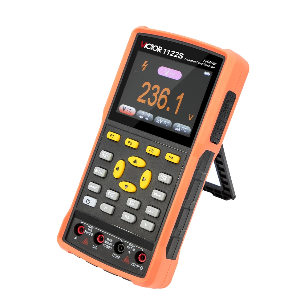 VICTOR 3IN1 Dual Channel Digital Oscilloscope Multimeter+Signal Generator 60MHZ*2 250MS/s AC DC 600V 10A T-RMS