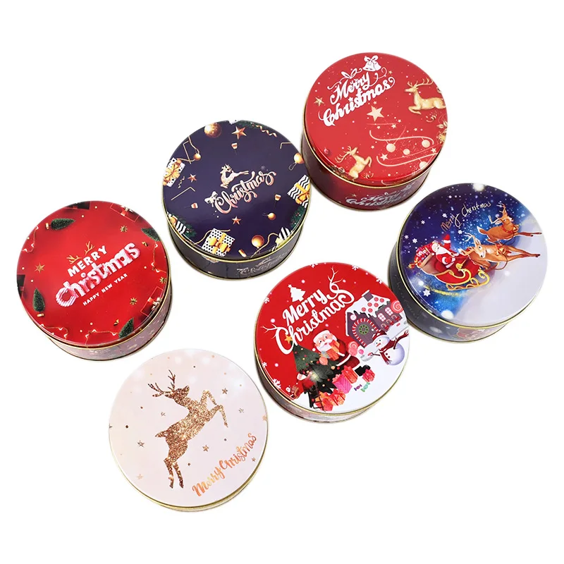 1/4/6Pcs Christmas Gift Box Metal Tin Candy Cookie Packaging Box Containers Kids New Year Gift Decor Xmas Party Supplies Navidad