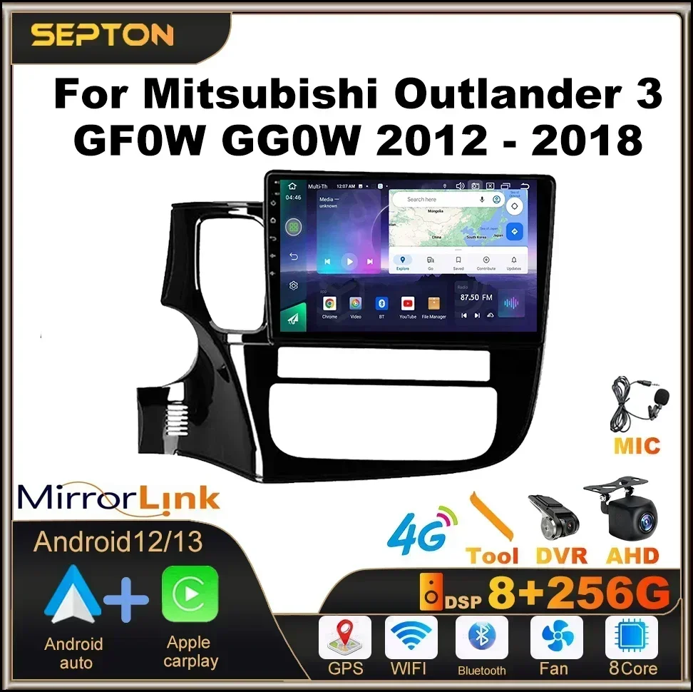 

SEPTON 2Din 4G Wifi Car Radio 8+128g for Mitsubishi Outlander 3 GF0W GG0W 2012-2018 Android Auto CarPlay GPS Multimedia Stereo