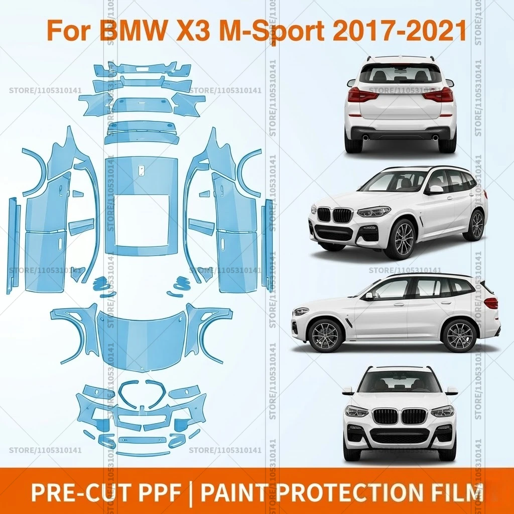 

Pre-Cut Paint Protection Film PPF Transparent Bumper Protector Automotive Clear Bra Car Film For BMW X3 M-Sport 2017-2021