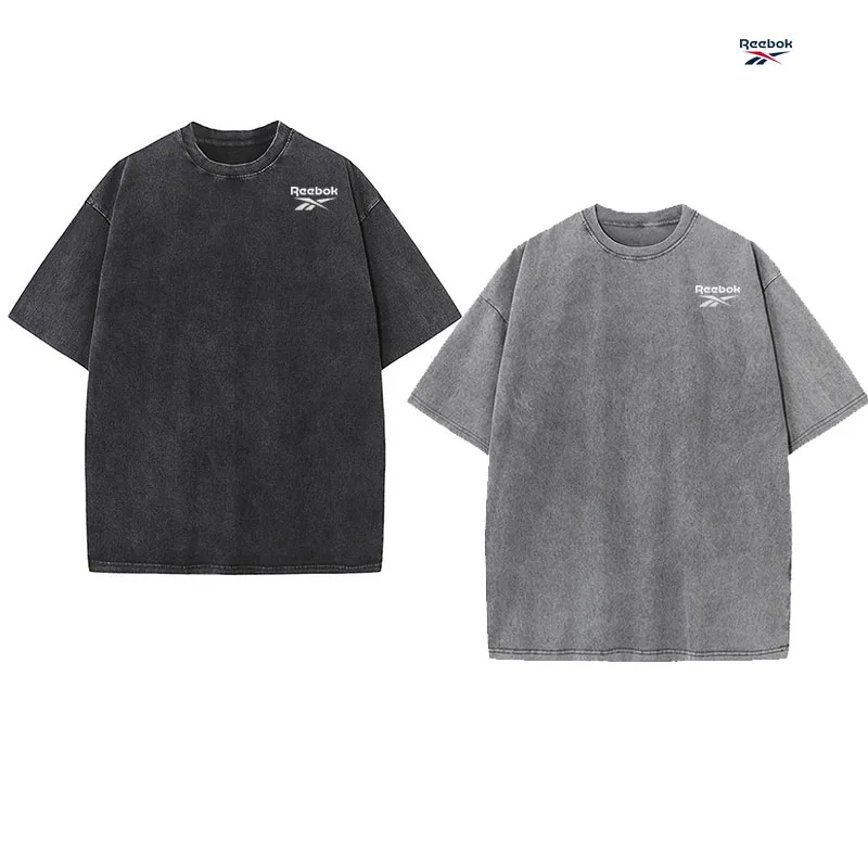 Camiseta deportiva de moda de manga corta con cuello redondo retro de la marca Reebok, conjunto de 2 piezas, disponible en varios colores. Versátil unisex de