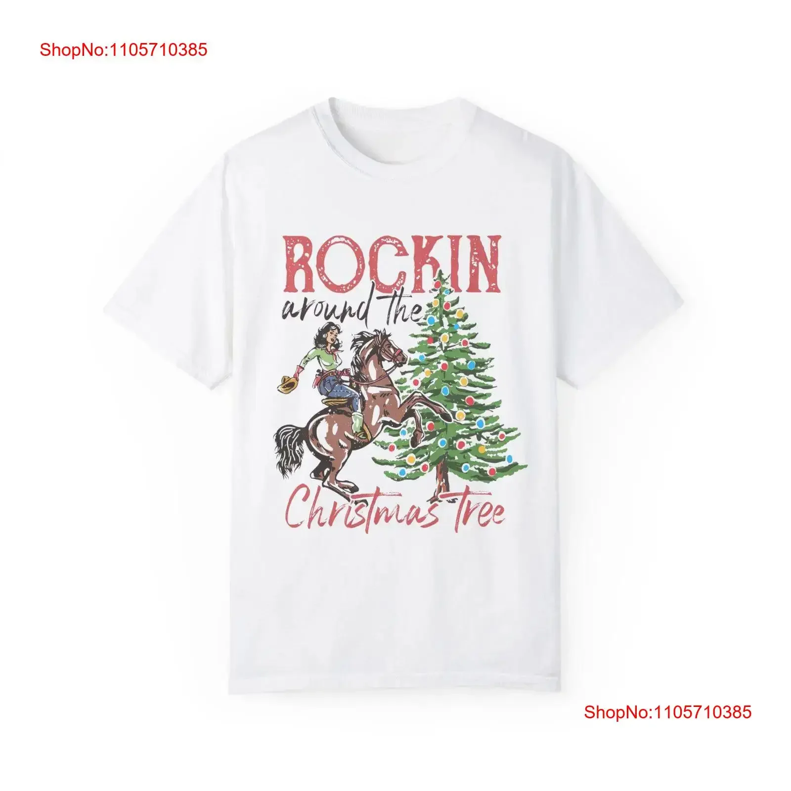 Rocking Around The Christmas Three T Shirt Vintage Retro Western Rodeo Cowgirl Xmas Wild West 2024 Holidays Apparel vintage