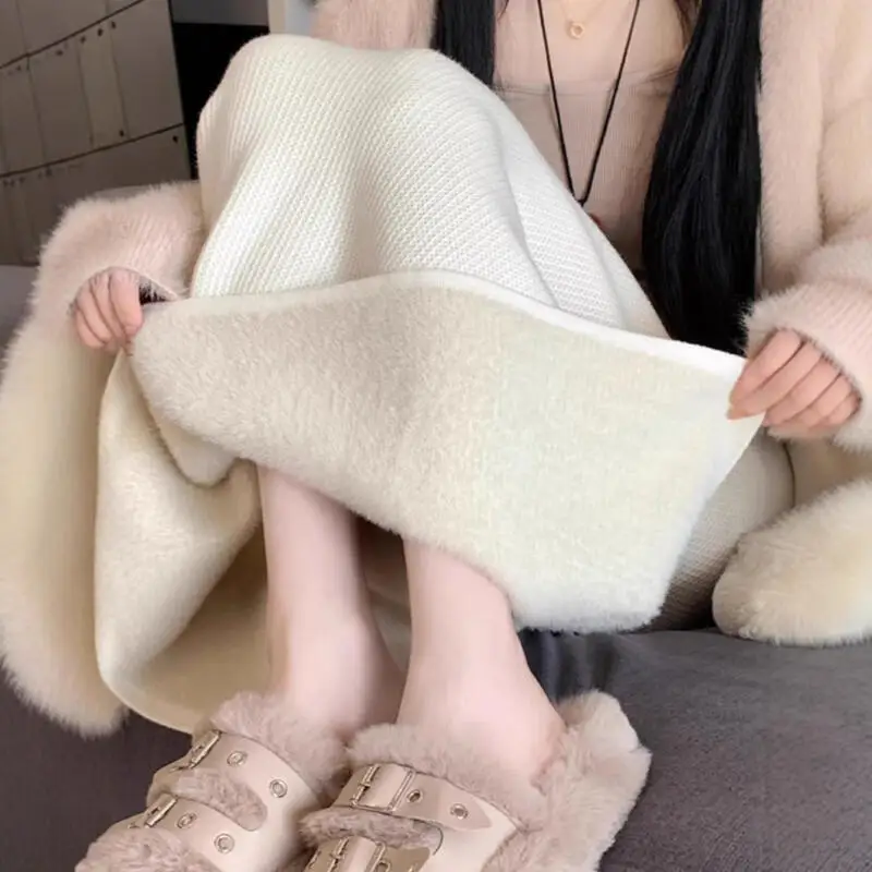 

Длинная стильная юбка на флисовой подкладке для девочек, осень-зима, дизайнерская юбка трапециевидной формы, женская облегающая юбка с высокой талией, оптовая продажа