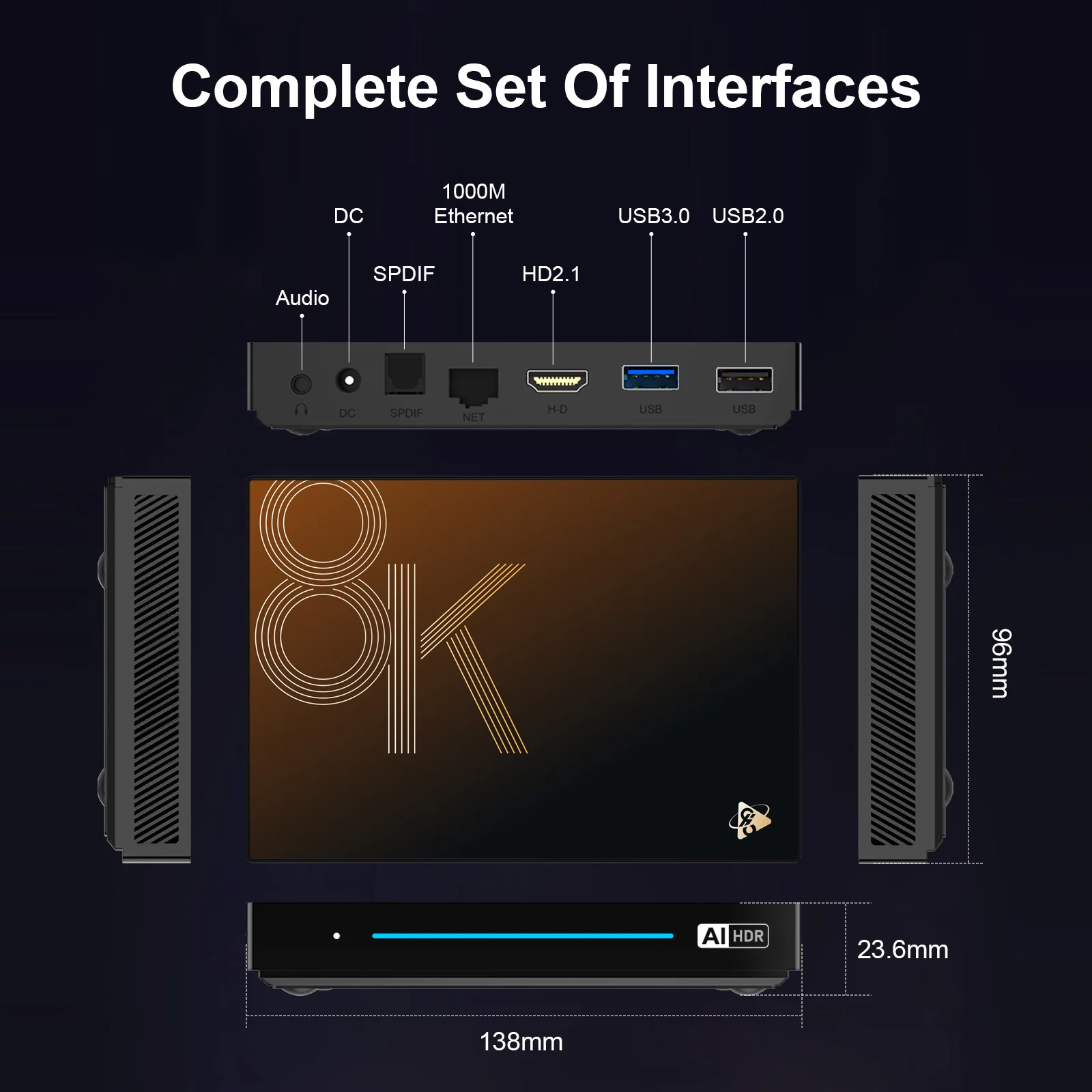 2024 H96 MAX M9S AI VisionPQ صندوق التلفزيون الذكي Android14 RK3576 8G 128G يدعم دقة فائقة 8K مشغل وسائط فك تشفير الفيديو