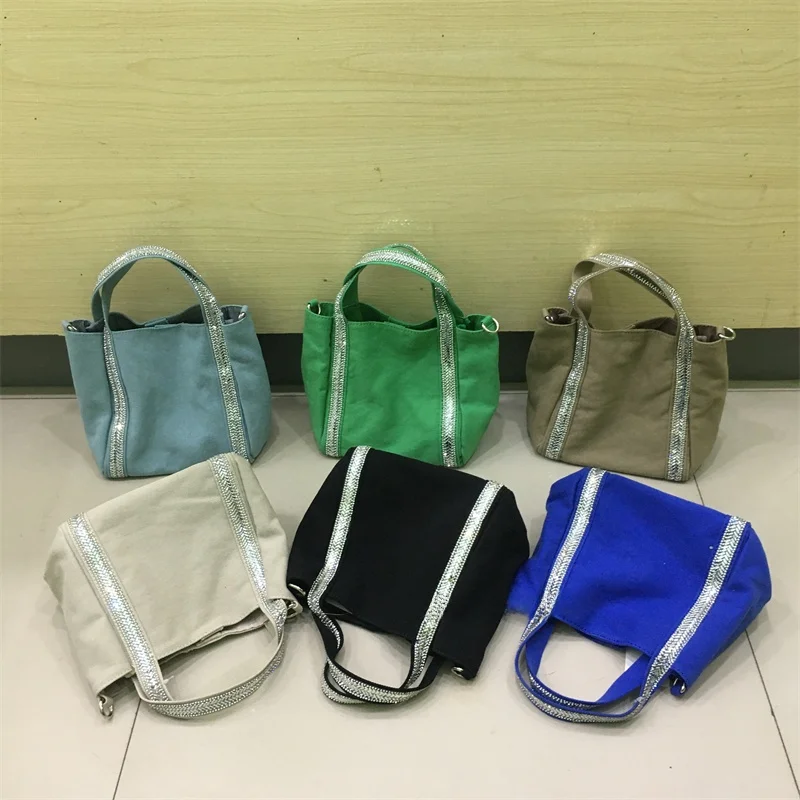 

Casual Canvas oulder Bag Women's Crossbody Soft Texture Glittering Basket Sle Handbag Korean Sle Pure Color Trendy Bag