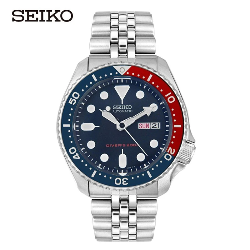 SEIKO SKX009K2 Men Watch Coke Ring Waterproof Luminous Calendar Multifunction Automatic Mechanical Movement Luxury Diving Watch