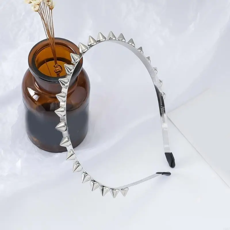 

39BC Alloys Studded Rivet Spikes Headband Comfortable Hair Hoop Party Wear Hairband