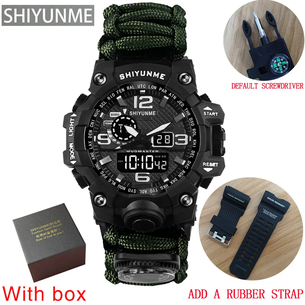 SHIYUNME Brand Men Sports Watches Fashion compass Waterproof LED Digital Watch Man Military Wrist Watch Relogio Masculino Watch