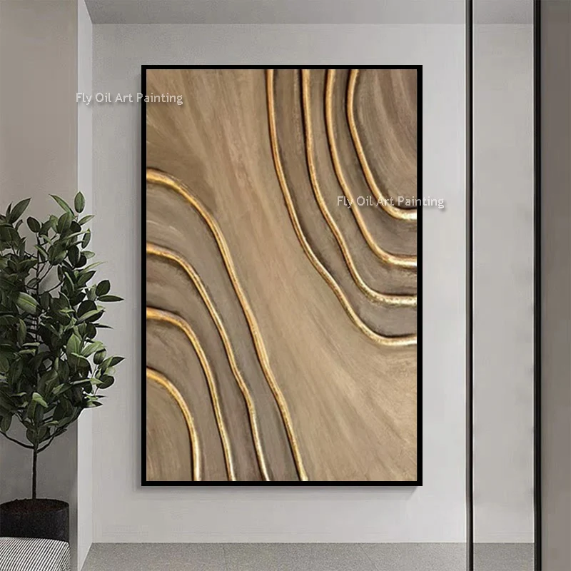 

Green Knife Thick Oil Painting On Canvas Abstract Popular Design Handmade Brown Grass Green Simple Texture Home Wall Art Items