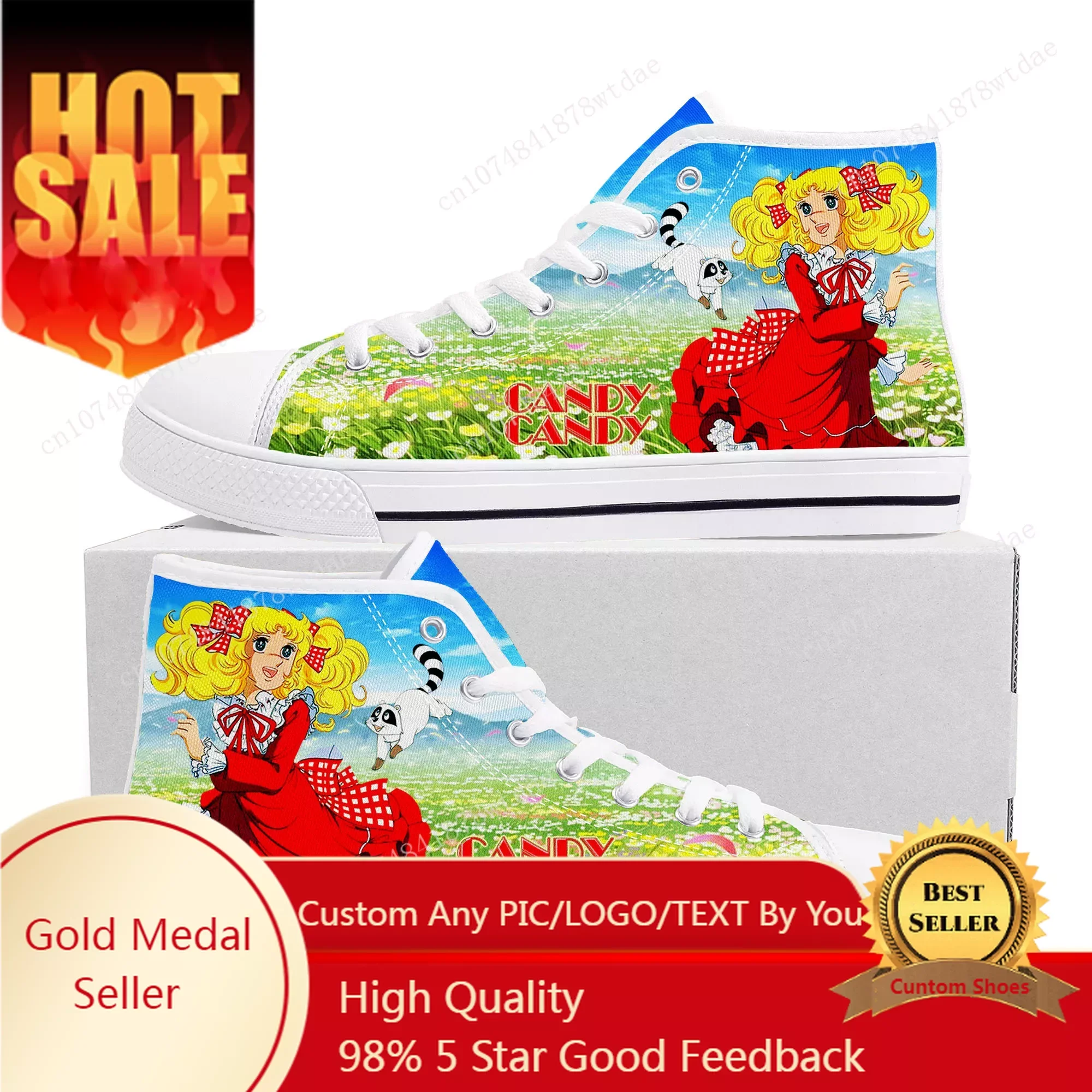 Candy Candy High Top Sneakers uomo donna adolescente di alta qualità Canvas Sneaker Comics Manga coppia scarpe personalizzate