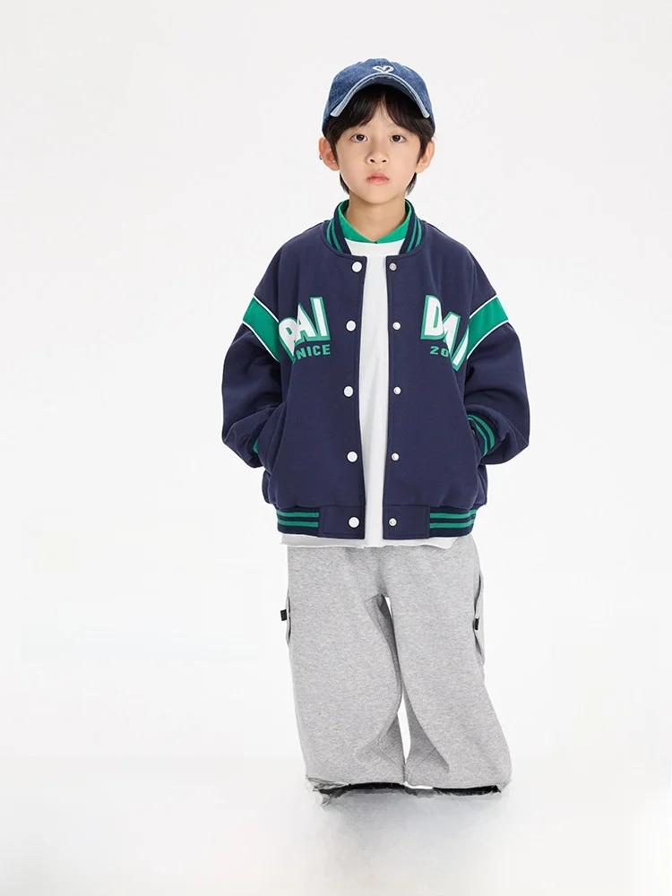 Boys' Baseball Style Jacket Autumn Collection Children's College Wind Korean Version Cotton Polyester Blend Wear Resistant