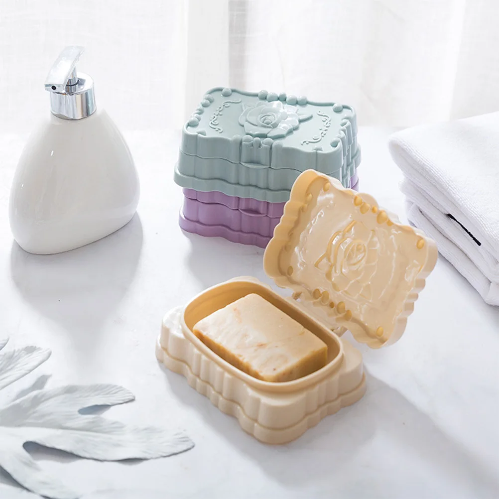 

Waterproof Box Plastic Drain Rack Holder For Bathroom Shower Storage Rose Beige Soap Container Case Portable Soap Box Home