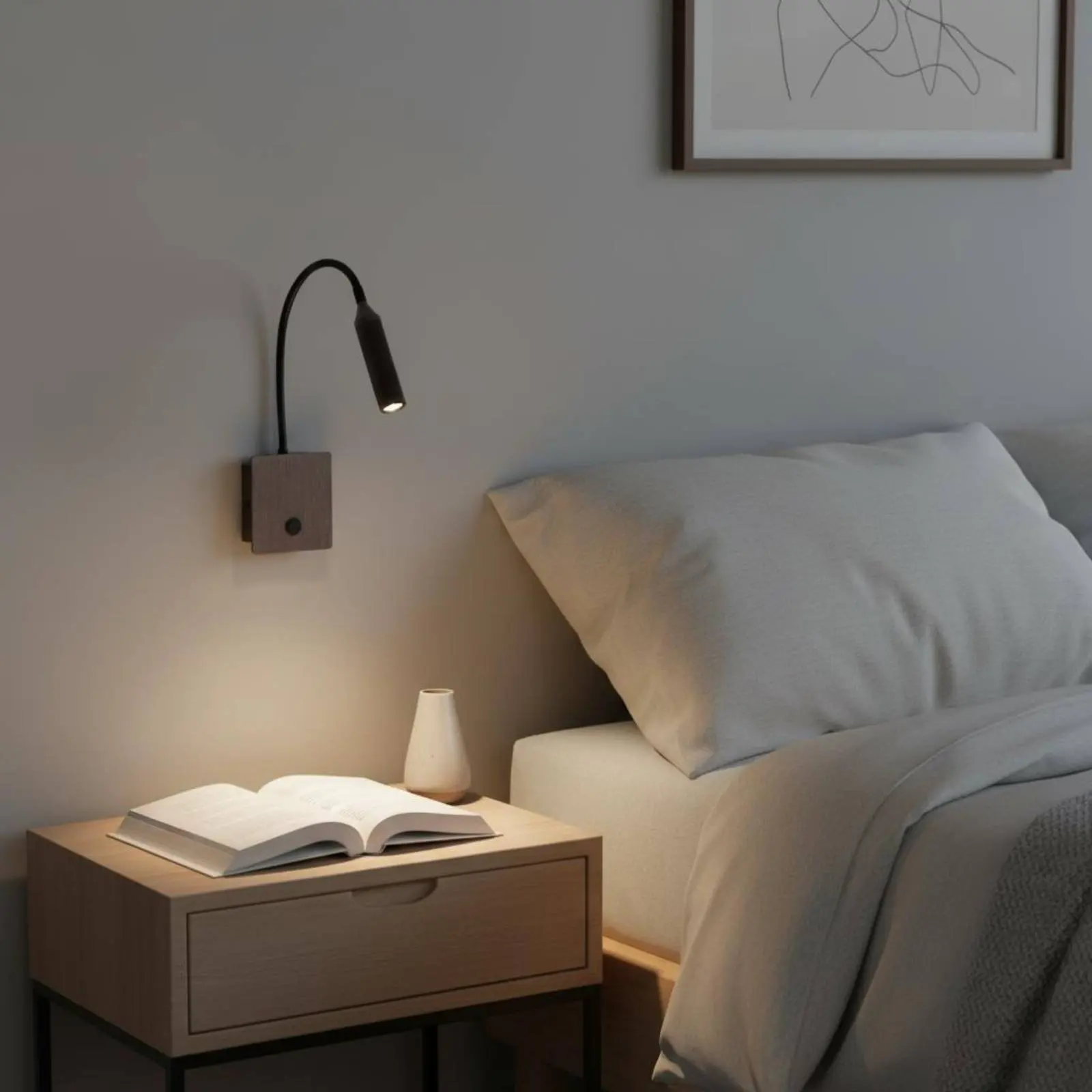 

Flexible Gooseneck Wall Lamp Foldable Dimmable LED Wall Lamp Eye-Caring Tap Control for Bedroom