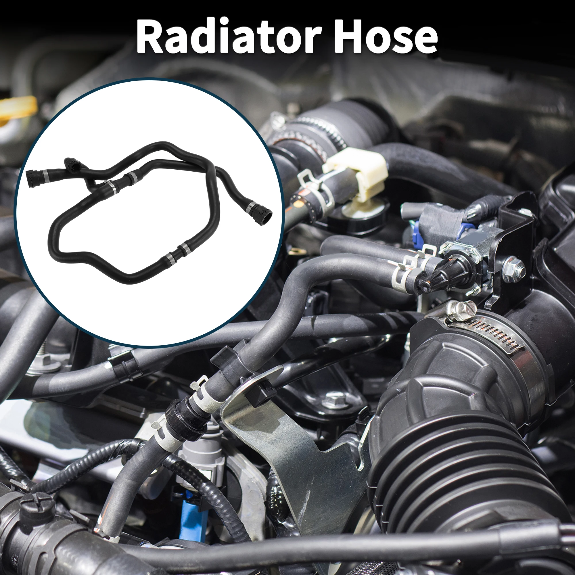 Motoforti Manguera de radiador Manguera de calentador No.17127524841 para BMW Serie 7 03-08 Tubo de refrigerante de goma Negro 1 pieza